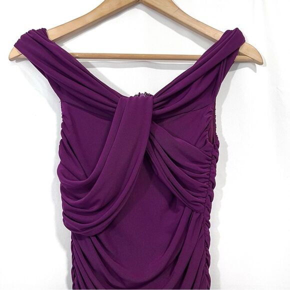 Lulus Alluring Nights Purple Ruched Off-the-Shoulder Mini Bodycon Dress Small - Picture 8 of 8